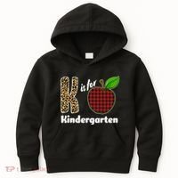 K Is For Kindergarten Teacher Leopard Buffalo Plaid Kids Hoodie thumb 0