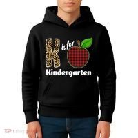 K Is For Kindergarten Teacher Leopard Buffalo Plaid Kids Hoodie thumb 4