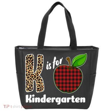 K Is For Kindergarten Teacher Leopard Buffalo Plaid Tote Bag