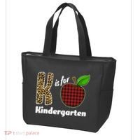 K Is For Kindergarten Teacher Leopard Buffalo Plaid Tote Bag thumb 3