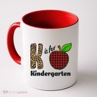 K Is For Kindergarten Teacher Leopard Buffalo Plaid Coffee Mug thumb 0