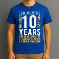 10th Birthday Gift 10 Years Old Vintage Retro 120 Months T-Shirt thumb 3