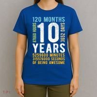 10th Birthday Gift 10 Years Old Vintage Retro 120 Months T-Shirt thumb 4