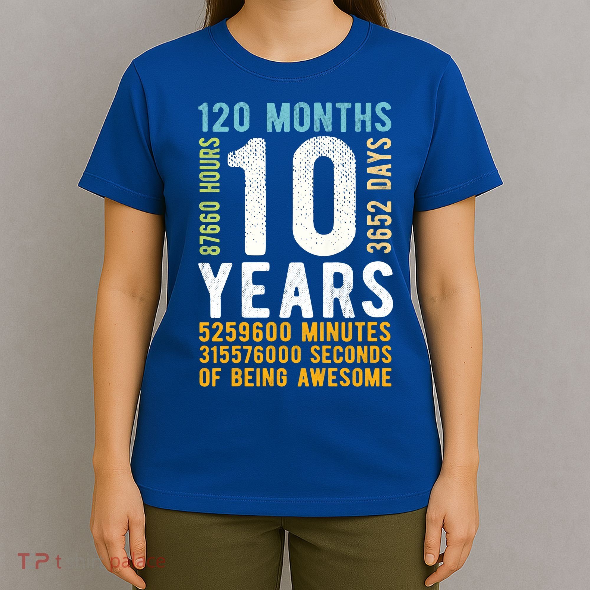 10th Birthday Gift 10 Years Old Vintage Retro 120 Months T-Shirt