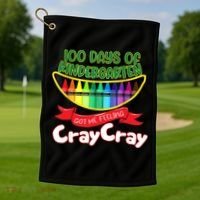Kinder 100 Days Of Kindergarten Got Me Feeling Cray Cray Golf Towel thumb 1