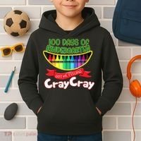 Kinder 100 Days Of Kindergarten Got Me Feeling Cray Cray Kids Hoodie thumb 2