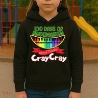 Kinder 100 Days Of Kindergarten Got Me Feeling Cray Cray Kids Hoodie thumb 3