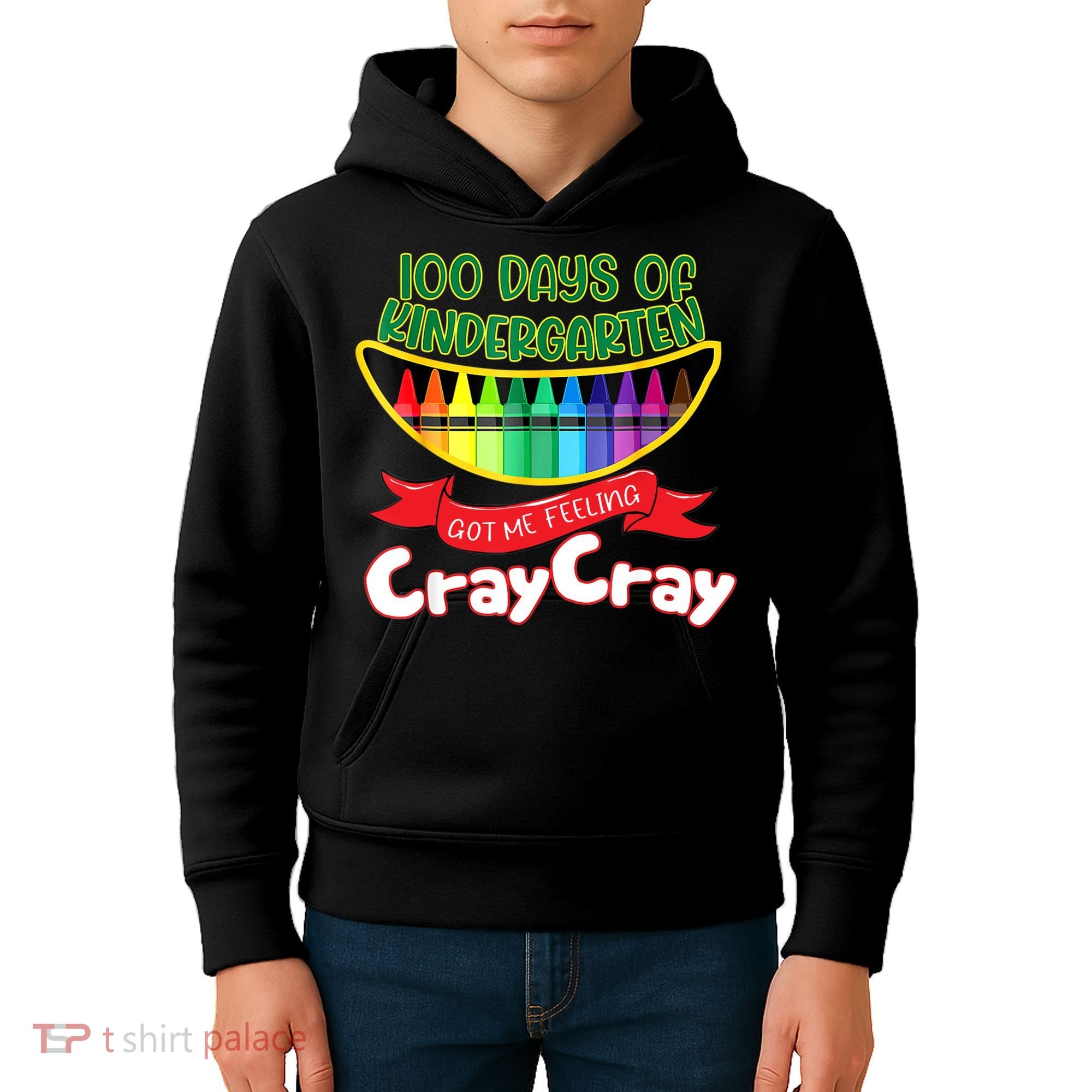 Kinder 100 Days Of Kindergarten Got Me Feeling Cray Cray Kids Hoodie
