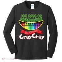 Kinder 100 Days Of Kindergarten Got Me Feeling Cray Cray Kids Long Sleeve Shirt thumb 0