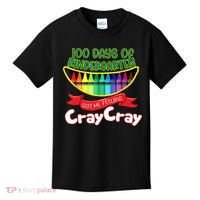 Kinder 100 Days Of Kindergarten Got Me Feeling Cray Cray Kids T-Shirt thumb 0