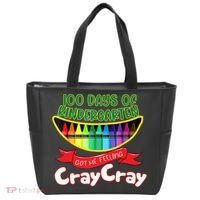 Kinder 100 Days Of Kindergarten Got Me Feeling Cray Cray Tote Bag thumb 0