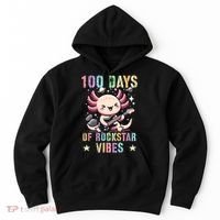 Kawaii 100 DAYS School ROCKSTAR VIBES Axolotl Music Guitar Hoodie thumb 0
