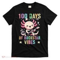 Kawaii 100 DAYS School ROCKSTAR VIBES Axolotl Music Guitar T-Shirt thumb 0