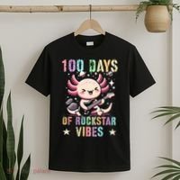Kawaii 100 DAYS School ROCKSTAR VIBES Axolotl Music Guitar T-Shirt thumb 2