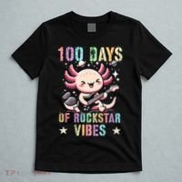 Kawaii 100 DAYS School ROCKSTAR VIBES Axolotl Music Guitar T-Shirt thumb 5