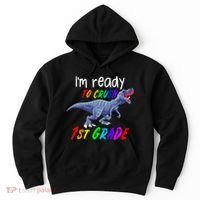Kids 1st Day Of School Crush 1st Grade Trex Dinosaur Gift Kids Hoodie thumb 0