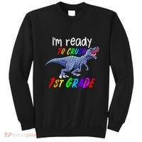Kids 1st Day Of School Crush 1st Grade Trex Dinosaur Gift Kids Sweatshirt thumb 0