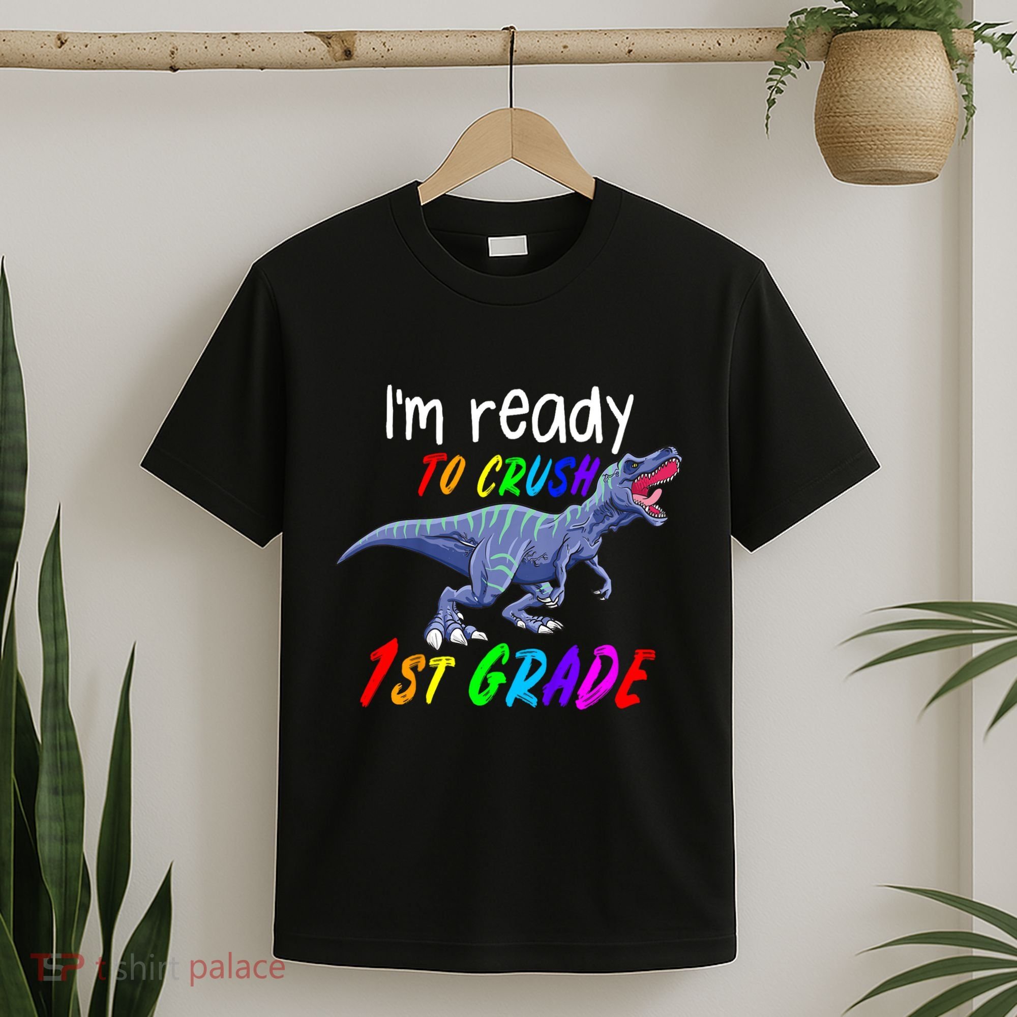 Kids 1st Day Of School Crush 1st Grade Trex Dinosaur Gift Kids T-Shirt