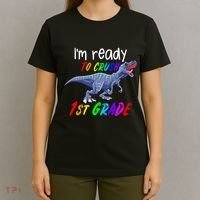 Kids 1st Day Of School Crush 1st Grade Trex Dinosaur Gift Kids T-Shirt thumb 4