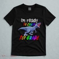 Kids 1st Day Of School Crush 1st Grade Trex Dinosaur Gift Kids T-Shirt thumb 5
