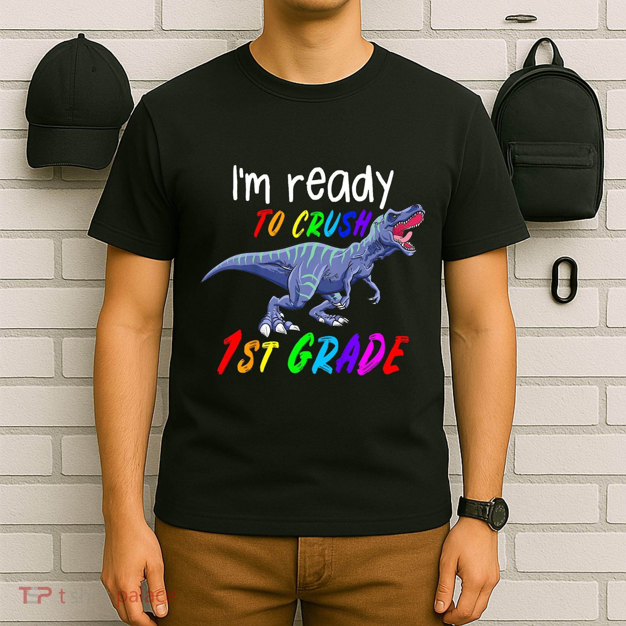 Kids 1st Day Of School Crush 1st Grade Trex Dinosaur Gift Kids T-Shirt