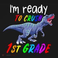 Kids 1st Day Of School Crush 1st Grade Trex Dinosaur Gift Kids T-Shirt thumb 7