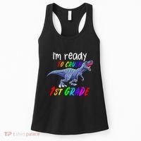 Kids 1st Day Of School Crush 1st Grade Trex Dinosaur Gift Kids Women's Tank Top thumb 0