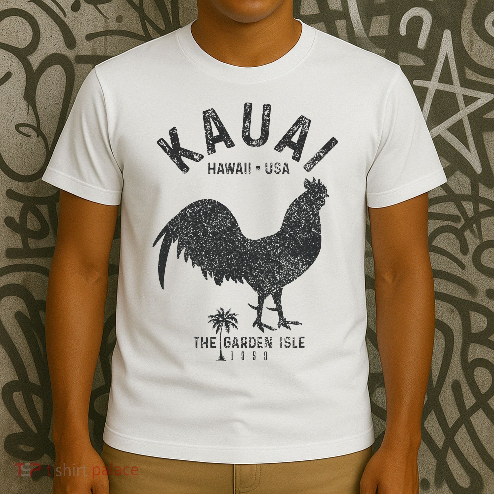 Kauai 1959 The Garden Isle Chicken Hawaii Vintage Hawaiian T-Shirt