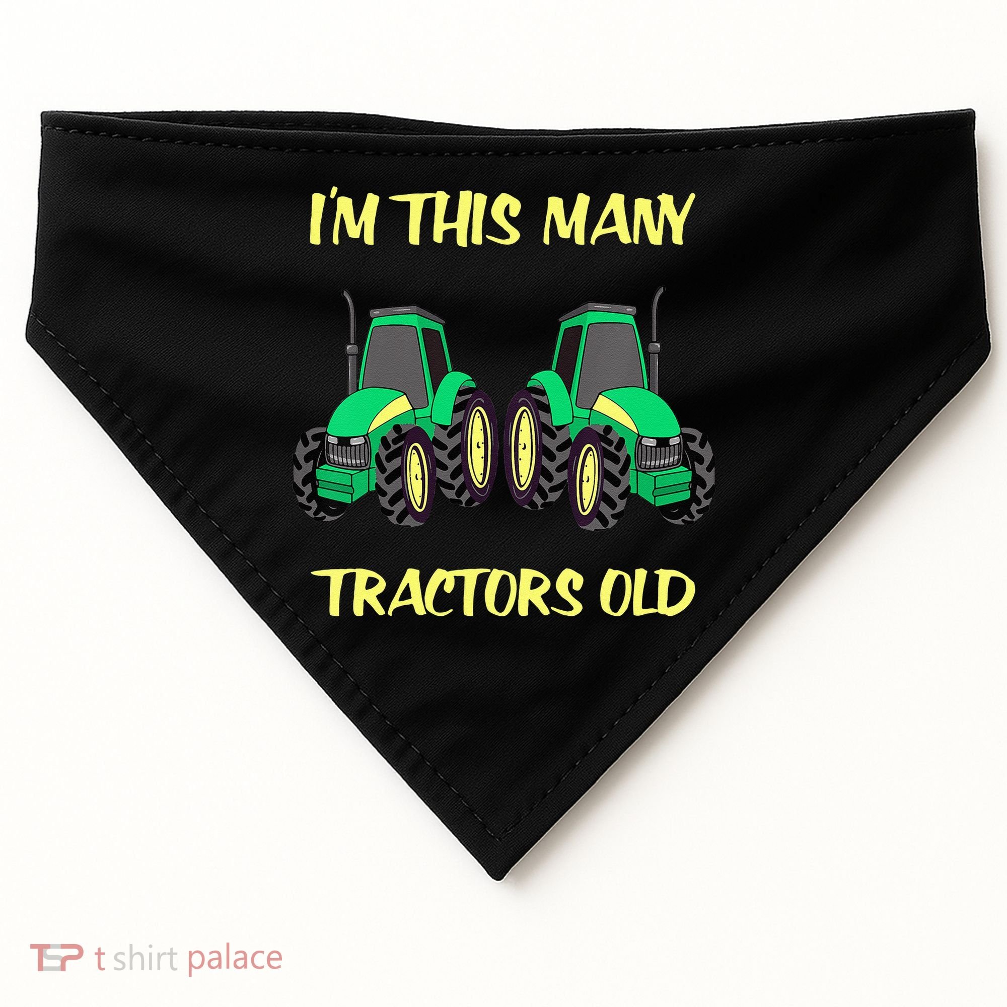 Kids 2 Birthday Tractor Im This Many Tractors Old USA-Made Doggie Bandana