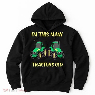 Kids 2 Birthday Tractor Im This Many Tractors Old Hoodie