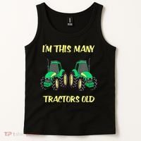 Kids 2 Birthday Tractor Im This Many Tractors Old Tank Top thumb 2