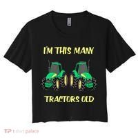 Kids 2 Birthday Tractor Im This Many Tractors Old Women's Crop Top Tee thumb 0