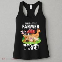 Kids 2 Years Old Boy Farmer 2nd Birthday Farm Animals Kids Women's Tank Top thumb 3