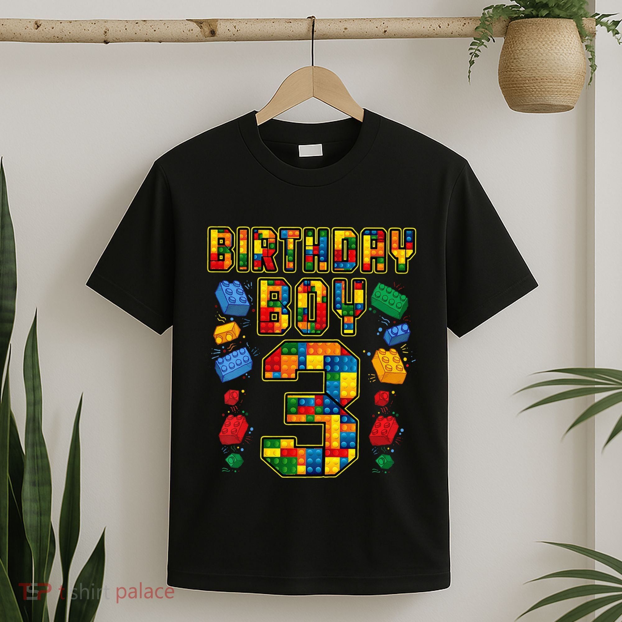 Kids 3rd Birthday Master Builder 3 Years Old Block Building T-Shirt