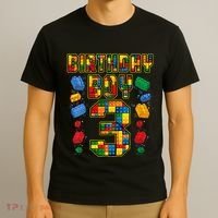 Kids 3rd Birthday Master Builder 3 Years Old Block Building T-Shirt thumb 3