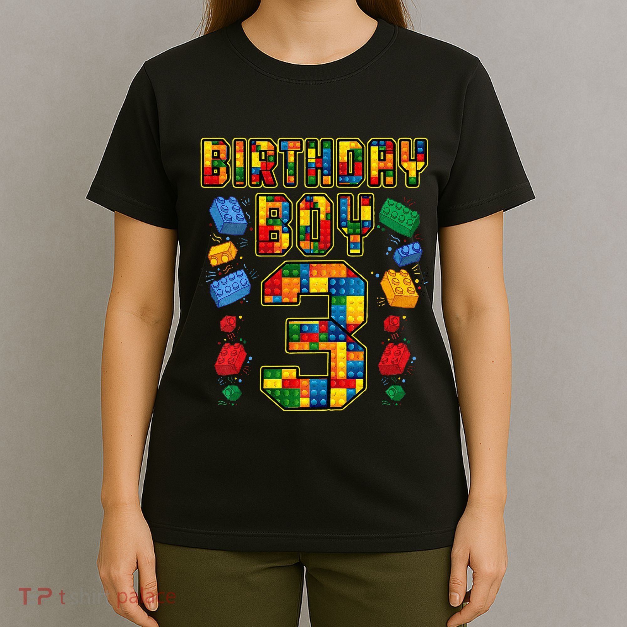 Kids 3rd Birthday Master Builder 3 Years Old Block Building T-Shirt