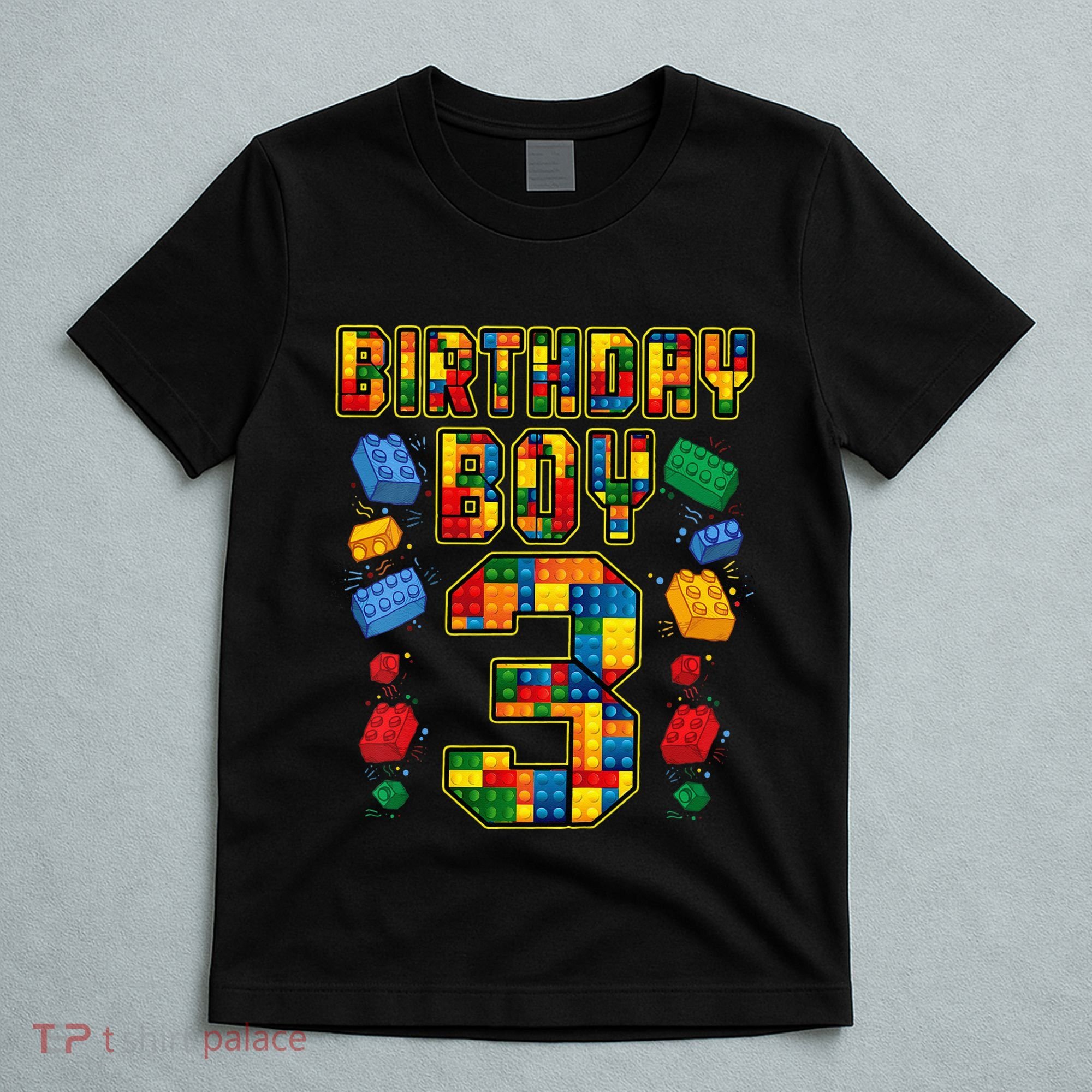 Kids 3rd Birthday Master Builder 3 Years Old Block Building T-Shirt