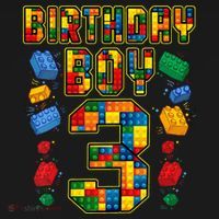 Kids 3rd Birthday Master Builder 3 Years Old Block Building T-Shirt thumb 7