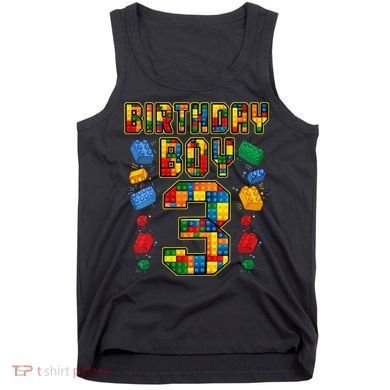 Kids 3rd Birthday Master Builder 3 Years Old Block Building Tank Top