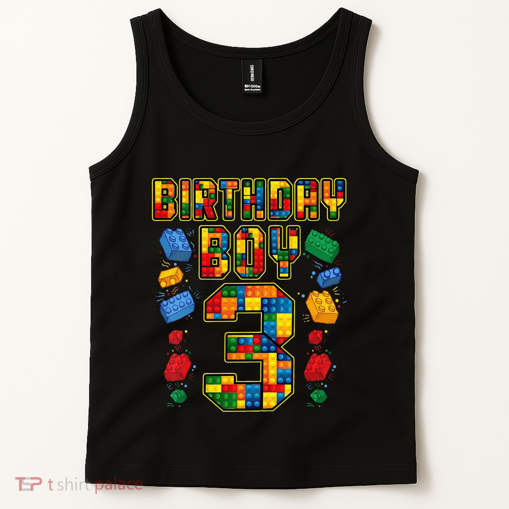 Kids 3rd Birthday Master Builder 3 Years Old Block Building Tank Top