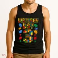 Kids 3rd Birthday Master Builder 3 Years Old Block Building Tank Top thumb 3