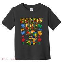 Kids 3rd Birthday Master Builder 3 Years Old Block Building Toddler T-Shirt thumb 0