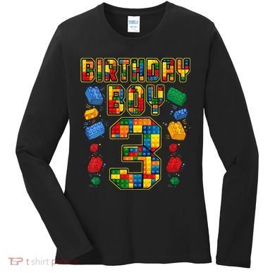 Kids 3rd Birthday Master Builder 3 Years Old Block Building Women's Long Sleeve Shirt