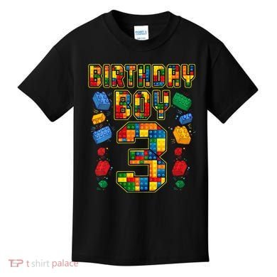 Kids 3rd Birthday Master Builder 3 Years Old Block Building Kids T-Shirt