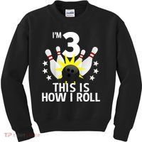 Kids 3 Year Old Bowling Birthday Party How I Roll 3rd Kids Sweatshirt thumb 0