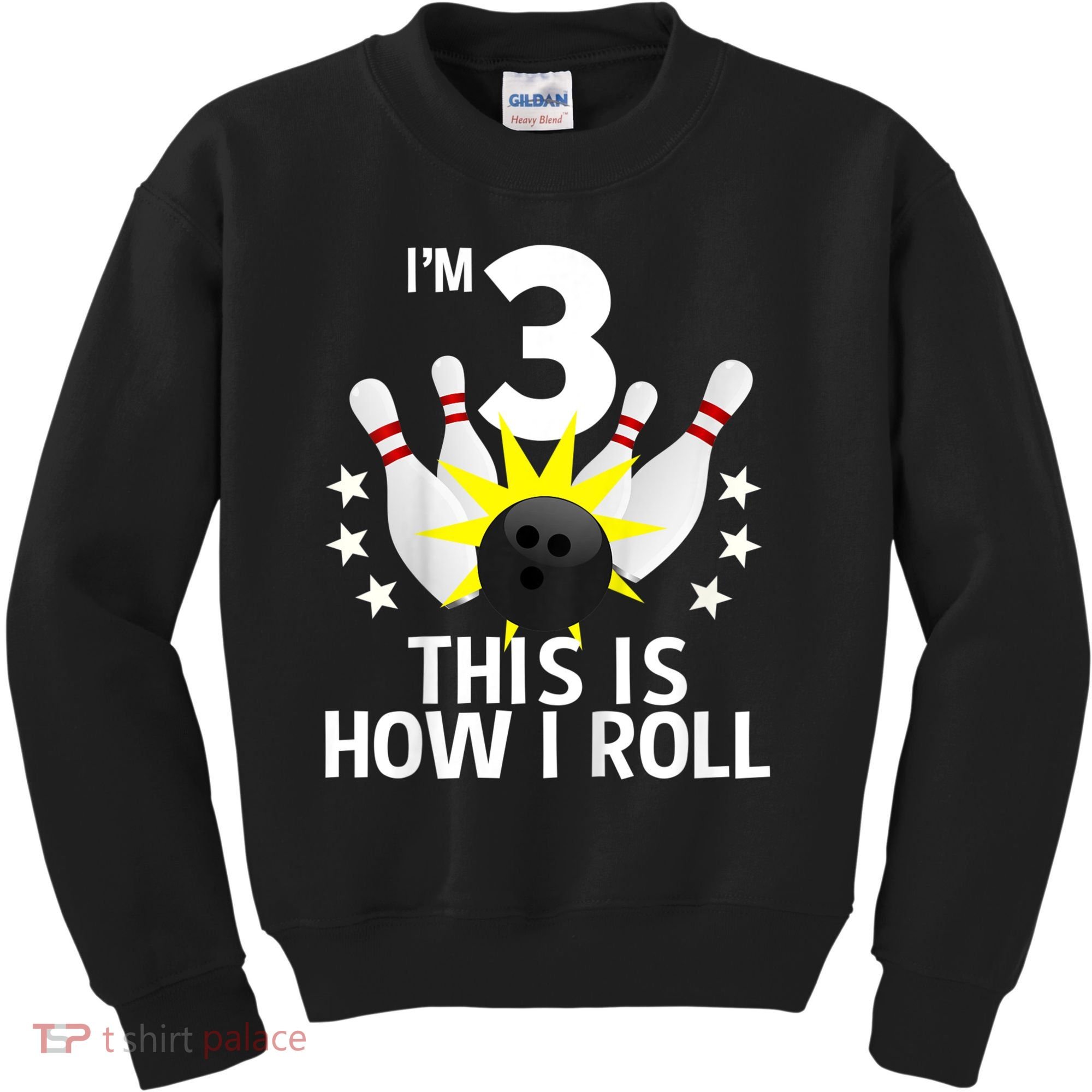 Kids 3 Year Old Bowling Birthday Party How I Roll 3rd Kids Sweatshirt