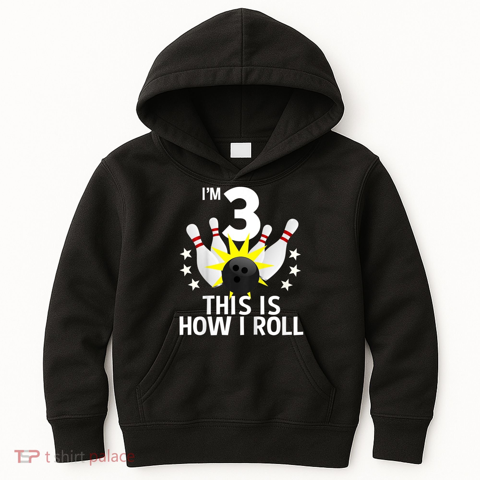 Kids 3 Year Old Bowling Birthday Party How I Roll 3rd Kids Hoodie