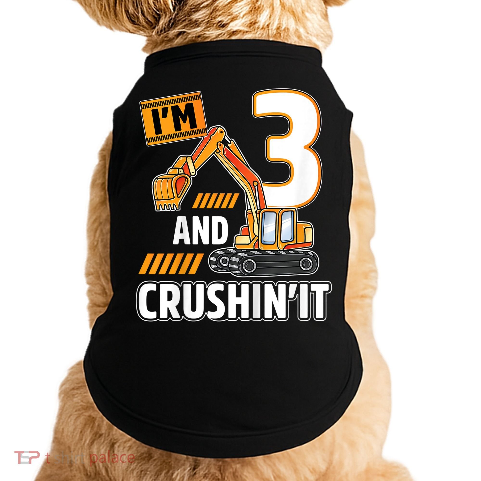 Kids 3 Year Old Vehicles Construction Excavator Birthday 3rd Doggie Tank