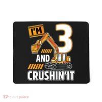 Kids 3 Year Old Vehicles Construction Excavator Birthday 3rd Mousepad thumb 0