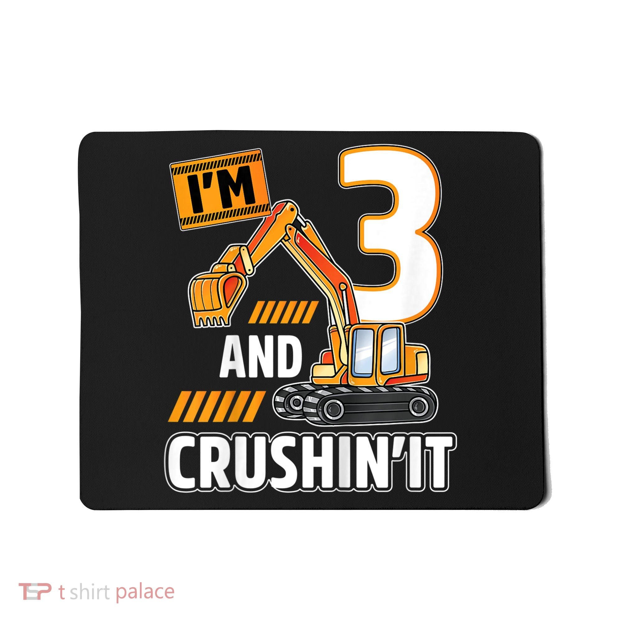 Kids 3 Year Old Vehicles Construction Excavator Birthday 3rd Mousepad